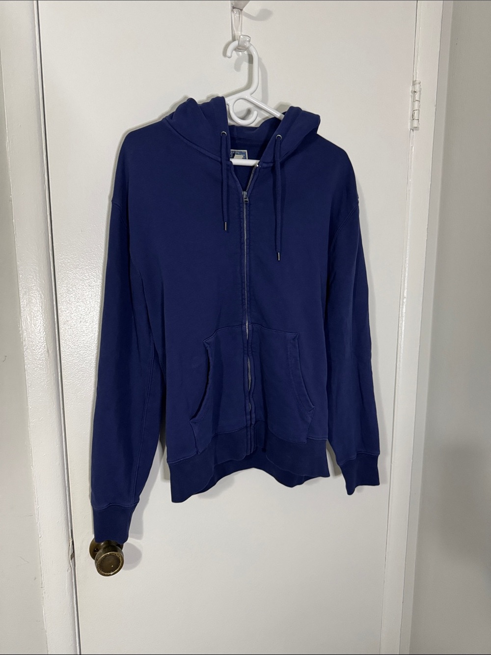 J. Crew Men’s Medium Vintage Fleece Navy Blue Zip-Up Hoodie